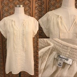 Madewell Embroidered ivory bohemian blouse M